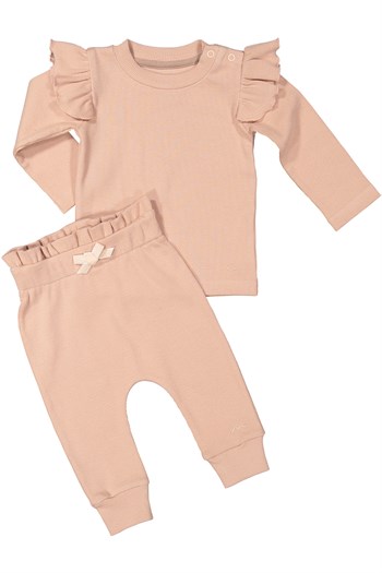 Gots Sertifikalı %100 Organik Pamuk Fırfırlı Sweatshirt ve Pantolon Takım (0-4yaş)