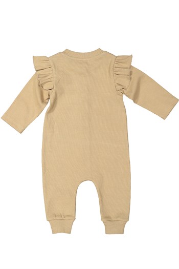 Gots Sertifikalı %100 Organik Pamuk Kolları Fırfırlı Tulum ve Bandana Takım (0-24ay)