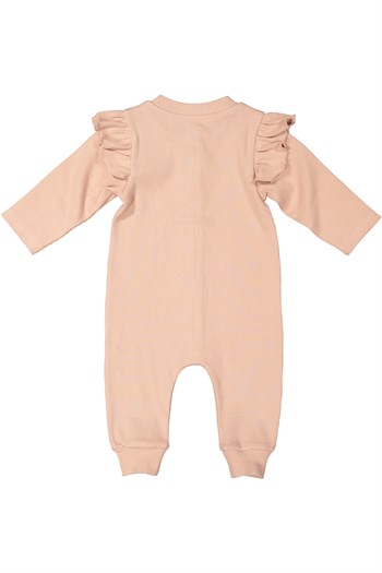 Gots Sertifikalı %100 Organik Pamuk Kolları Fırfırlı Tulum ve Bandana Takım (0-24ay)