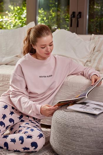 Kadın Yazı Nakışlı Pijama Takımı