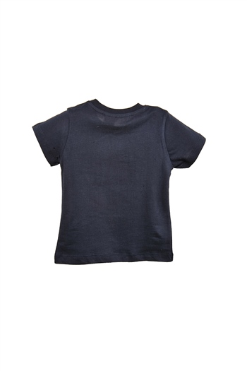 Erkek Bebek Yaka Çıtçıtlı Beyaz Cepli Lacivert T-Shirt (9ay-4yaş)