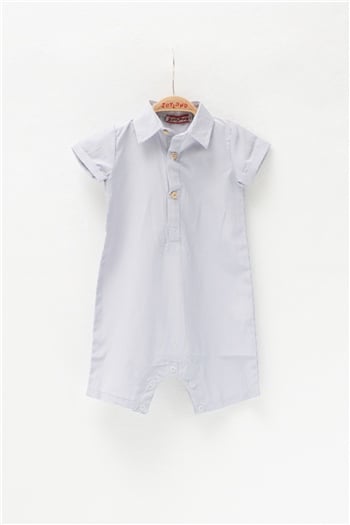 Erkek Bebek Gri Çizgili Dokuma Tulum (3-36ay)