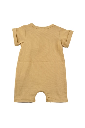 Erkek Bebek Koyun Nakışlı Kolları Katlamalı Bej Tulum (3-24ay)