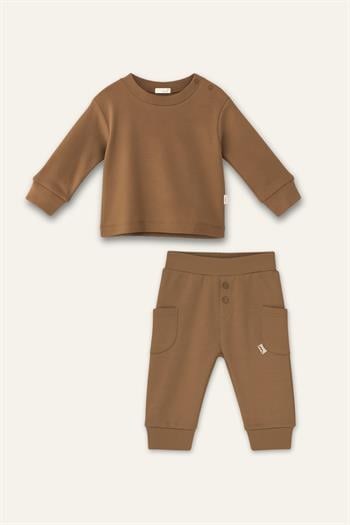 Unisex Bebek Organik İkili Takım - Bej