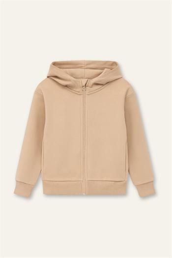 Unisex Çocuk Basic Kapüşonlu Ceket - Bej