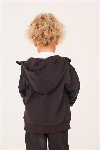 Unisex Çocuk Basic Kapüşonlu Ceket - Siyah