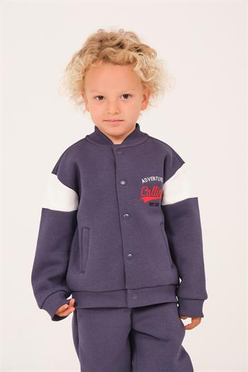 Unisex Çocuk Baskılı Kolej Ceket - İndigo