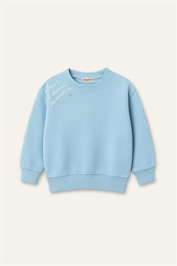 Unisex Çocuk Baskılı Sweatshirt - Mavi