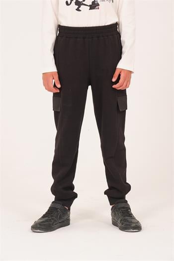 Unisex Çocuk Cep Detaylı Eşofman Altı - Siyah