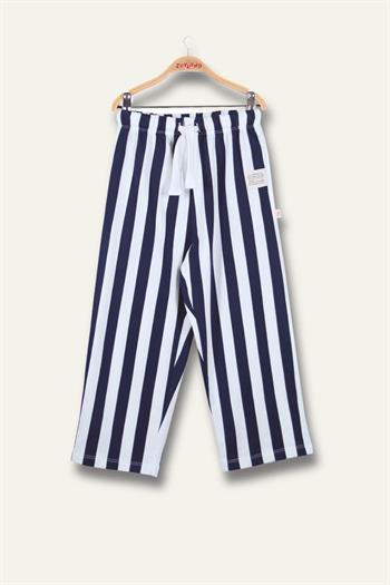 Unısex Çocuk Çizgili Pantolon - Lacivert Çizgili