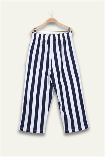 Unısex Çocuk Çizgili Pantolon - Lacivert Çizgili