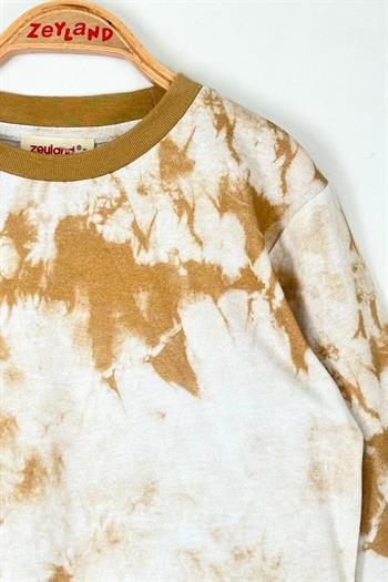 Unisex Çocuk Desenli Pijama Takımı - Camel