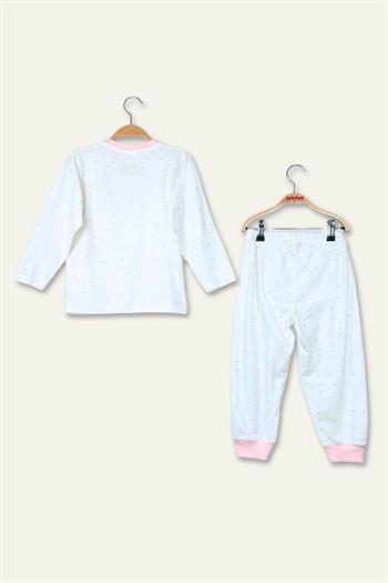 Unisex Çocuk Desenli Pijama Takımı - Ekru