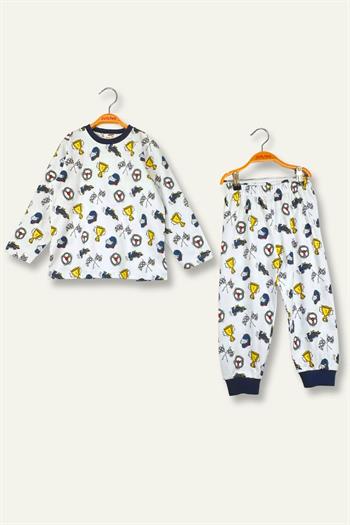 Unisex Çocuk Desenli Pijama Takımı - Lacivert
