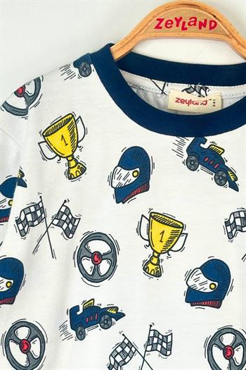 Unisex Çocuk Desenli Pijama Takımı - Lacivert