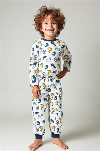 Unisex Çocuk Desenli Pijama Takımı - Lacivert