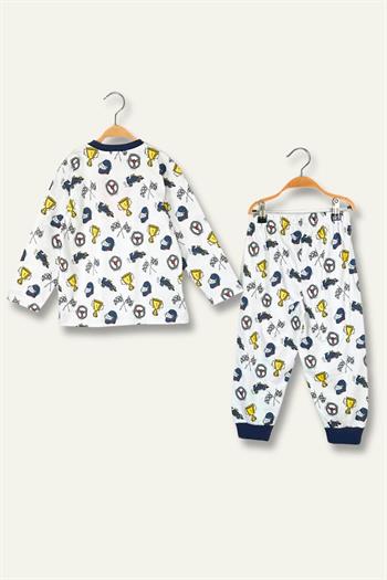 Unisex Çocuk Desenli Pijama Takımı - Lacivert