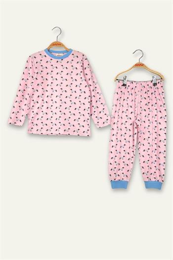 Unisex Çocuk Desenli Pijama Takımı - Pembe