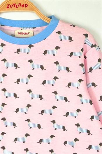 Unisex Çocuk Desenli Pijama Takımı - Pembe