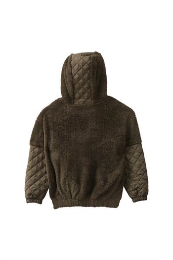 Unisex Çocuk Kapitone Detaylı Peluş Sweatshirt - Haki