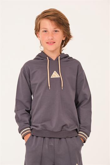 Unisex Çocuk Kapüşonlu Sweatshirt - Antrasit