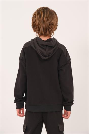 Unisex Çocuk Kapüşonlu Sweatshirt - Siyah