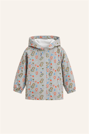 Kız Erkek Çocuk Kapüşonlu Yağmurluk - Gri