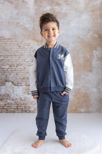 Unisex Çocuk Nakış Detaylı Eşofman Takımı  - Antrasit