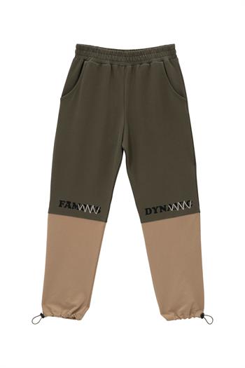 Unisex Çocuk Yazı Baskılı Jogger Eşofman Altı - Haki