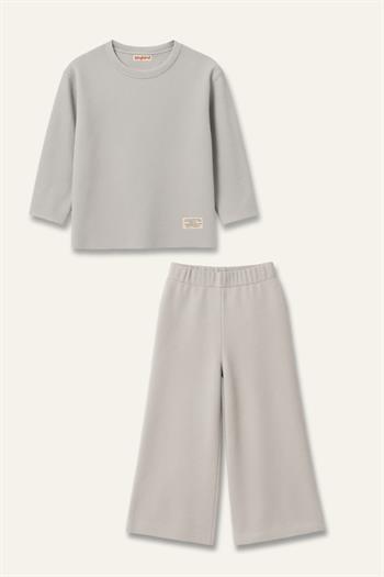 Unisex Çocuk Yumoş İkili Takım - Gri
