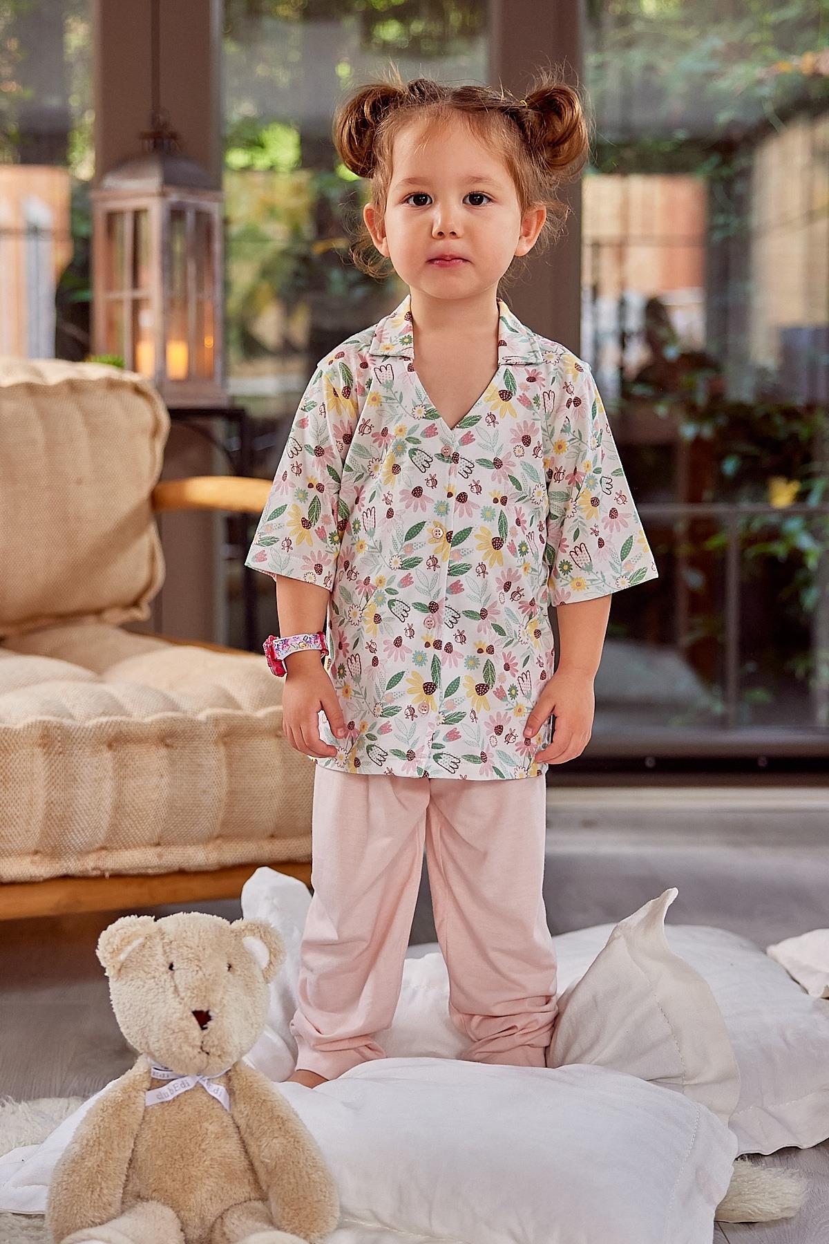 ZEYLAND Kız Çocuk Düğmeli Kısa Kollu Pijama Takımı