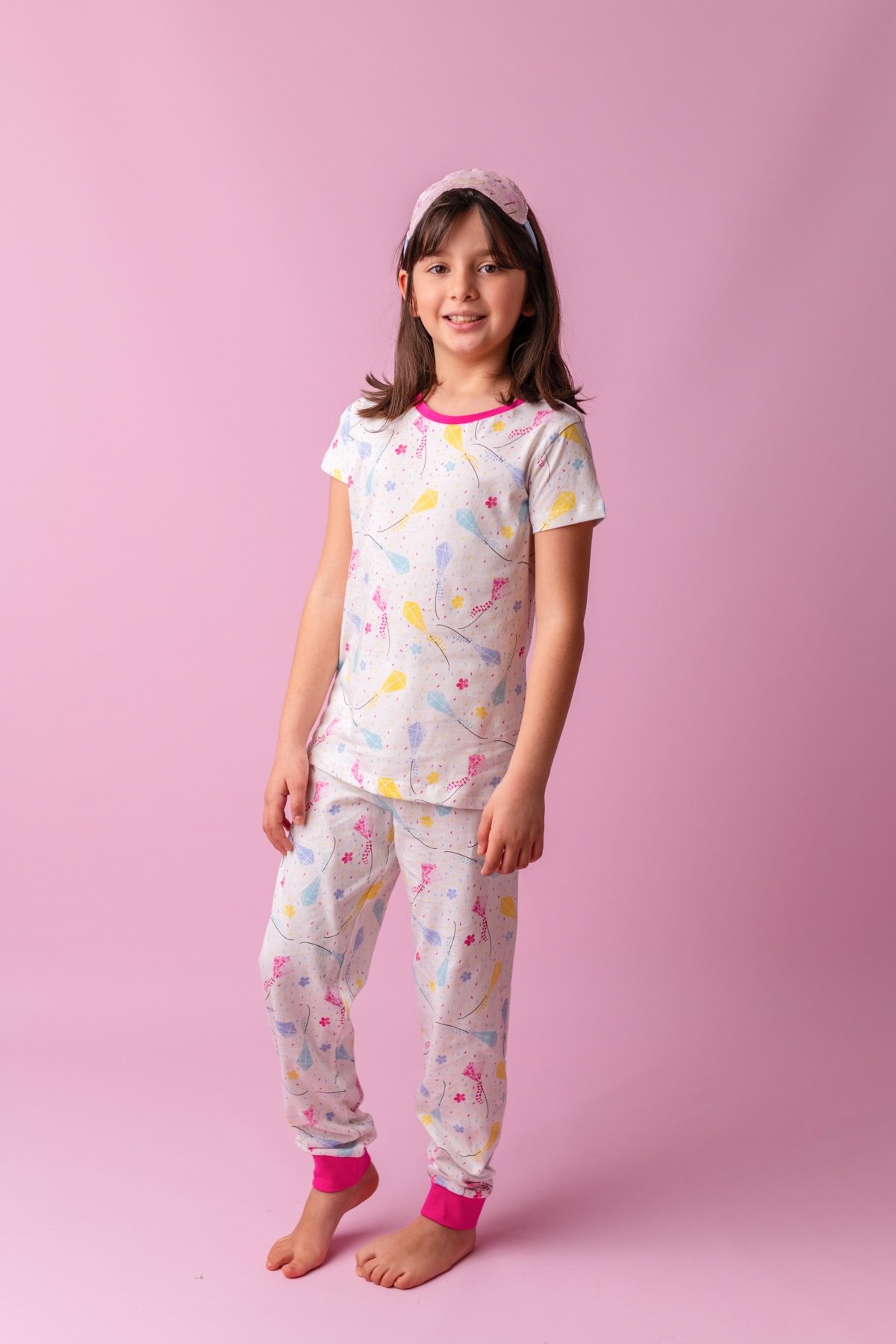Kız Çocuk Ekru Uçurtma Pijama Takımı (5-12yaş)