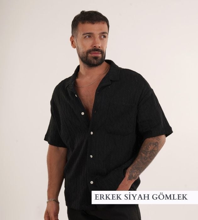 erkek siyah gömlek