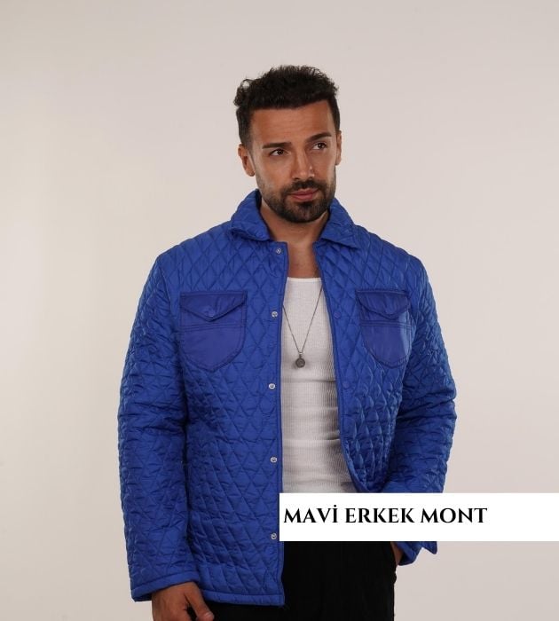 Mavi erkek mont