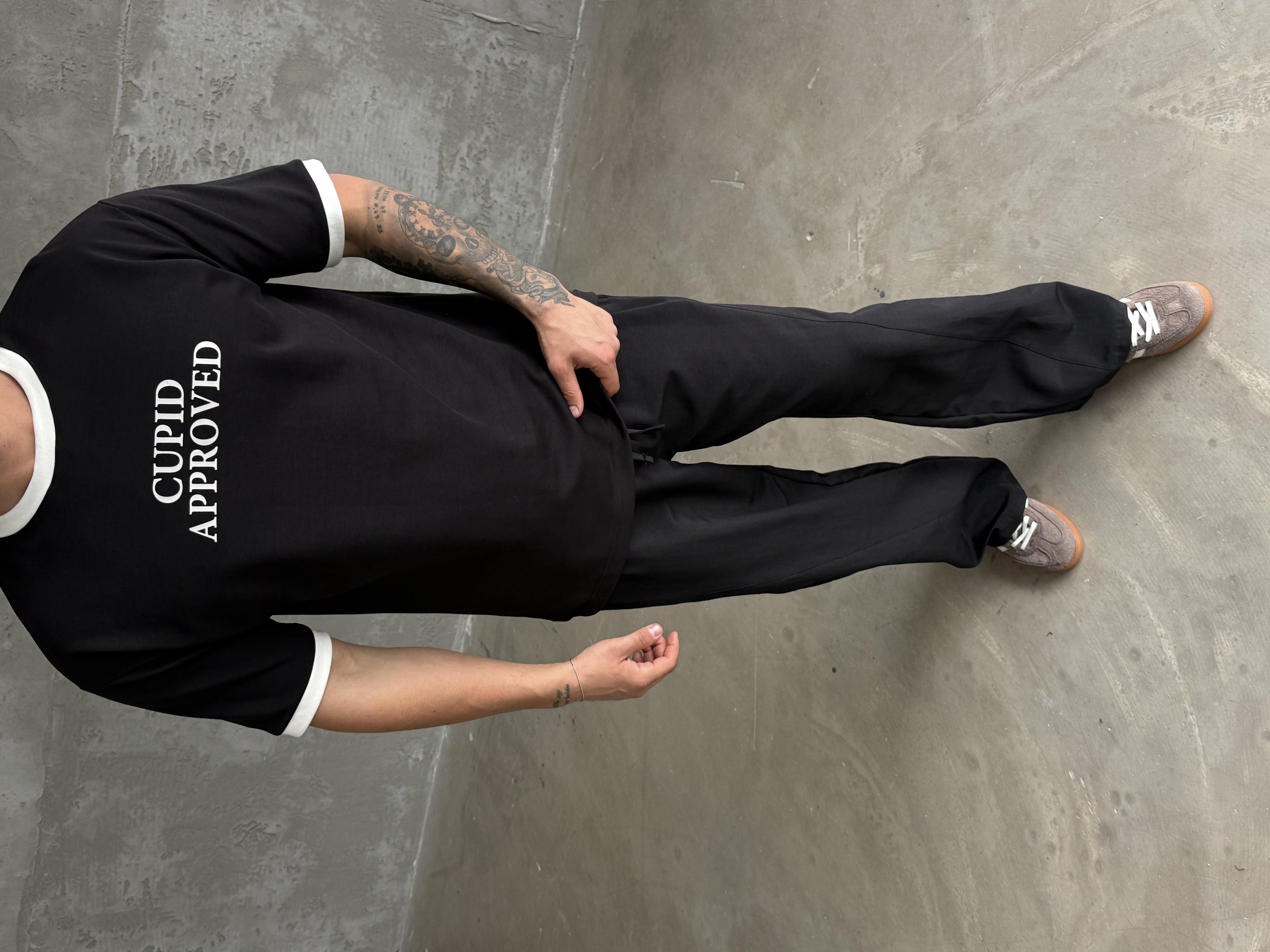 Siyah Cupid Baskılı Pamuk Oversize Tişört N1368 SNZ