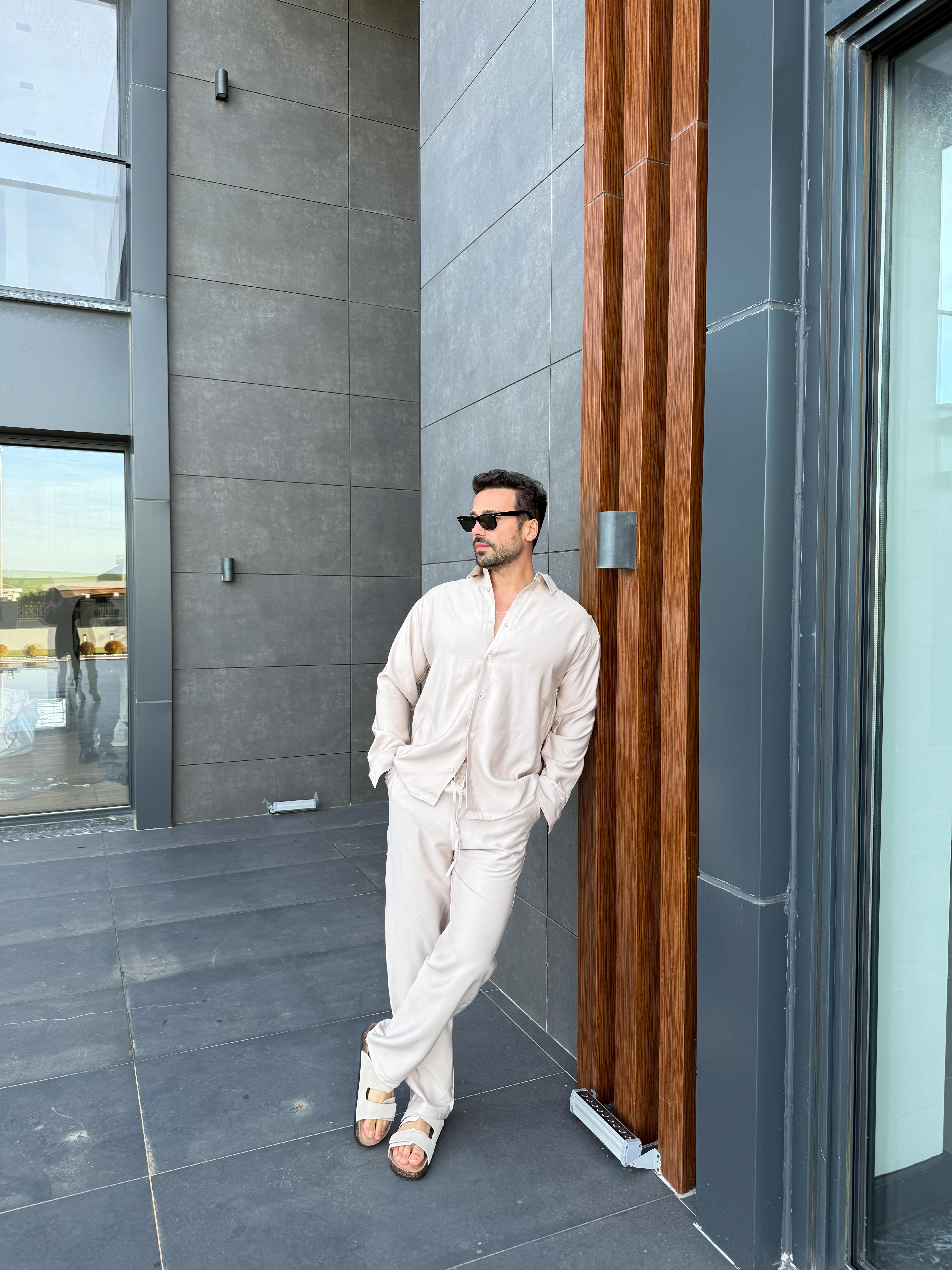 Bej Diogenal Tensel Pamuk Oversize Takım SNZ 1320