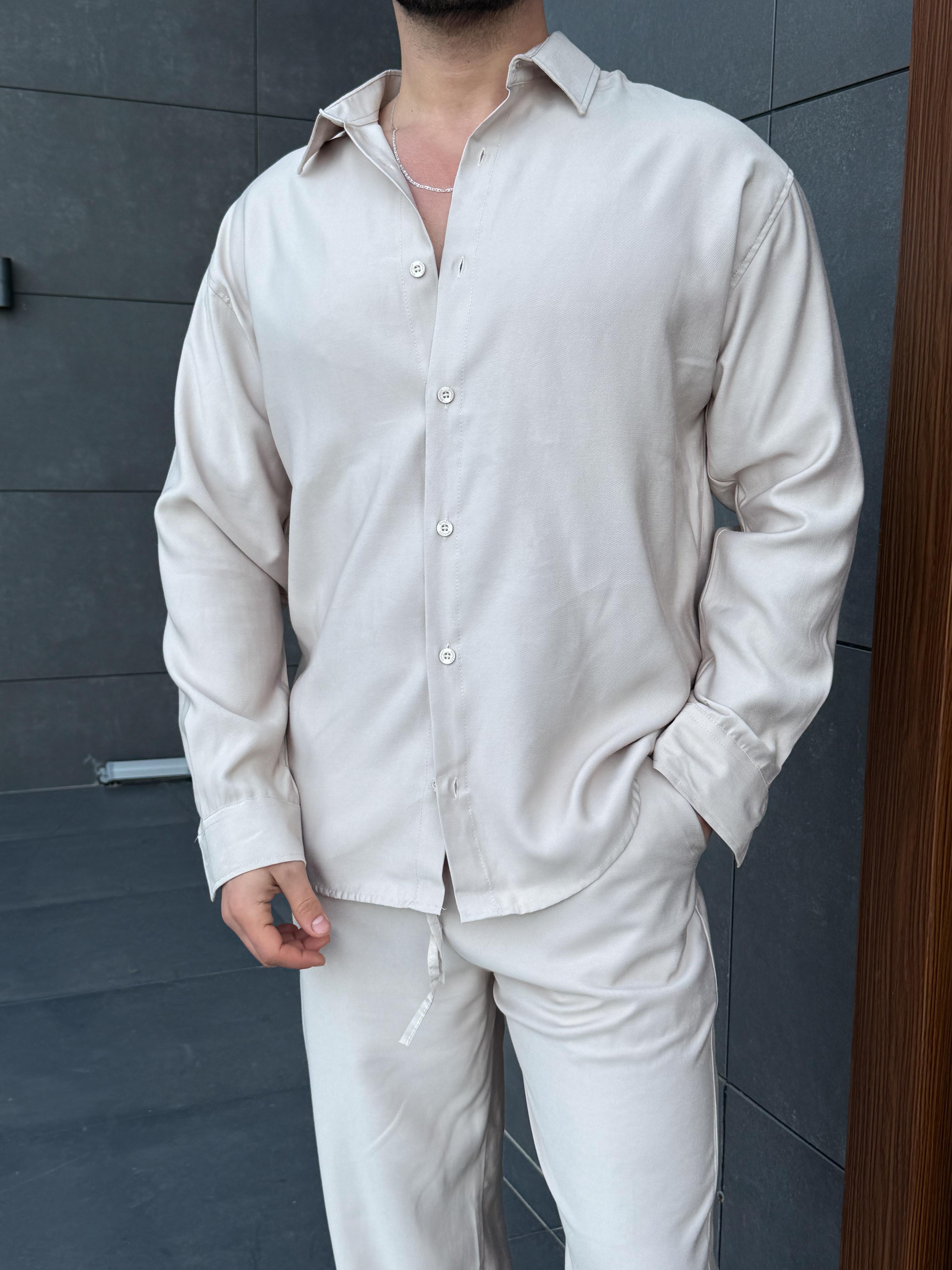 Bej Diogenal Tensel Pamuk Oversize Takım SNZ 1320