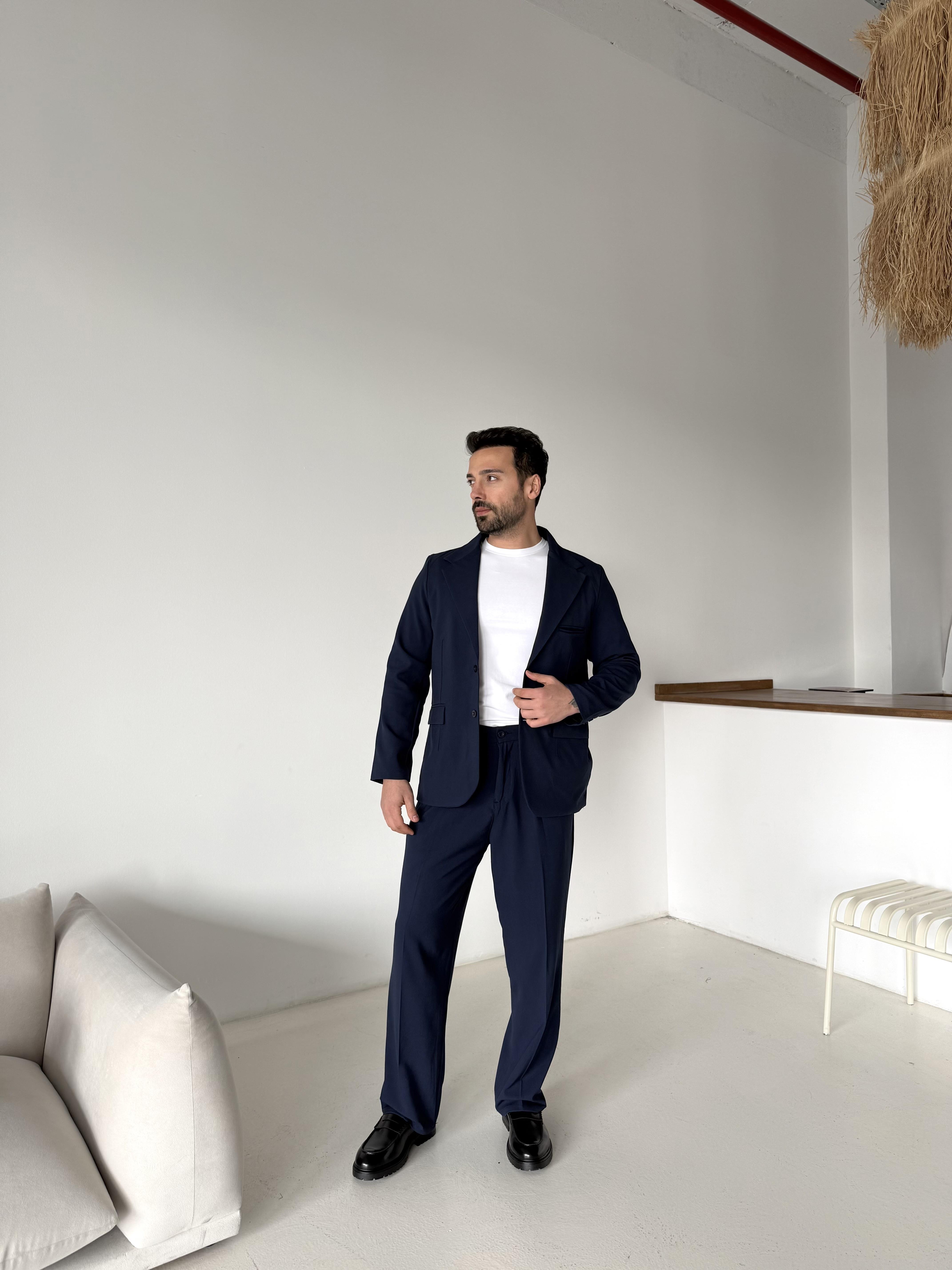 Lacivert Bezayağı Pamuk Oversize Takım Elbise SNZ 1325