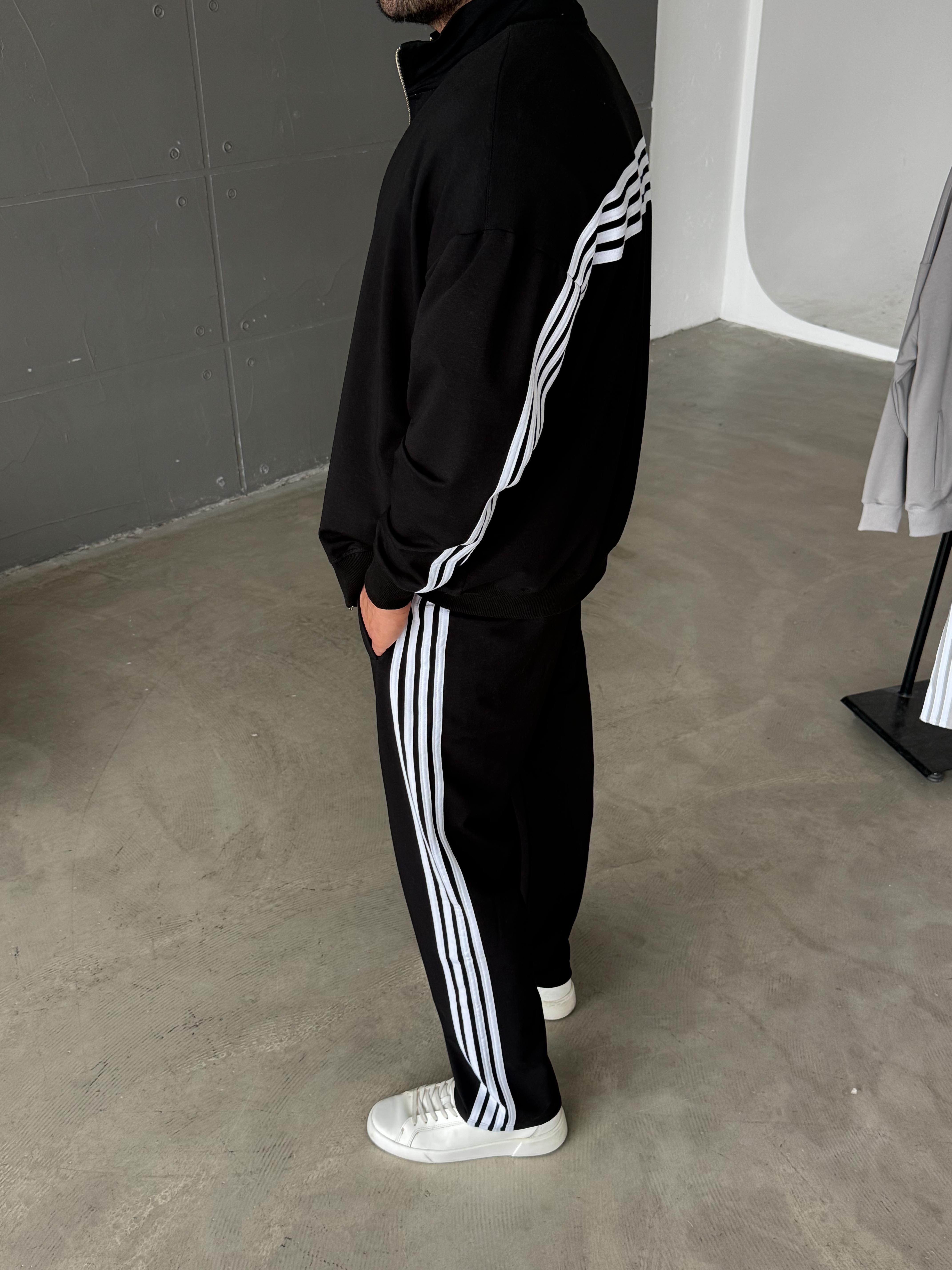 Siyah Şeritli Oversize 2 İplik Takım