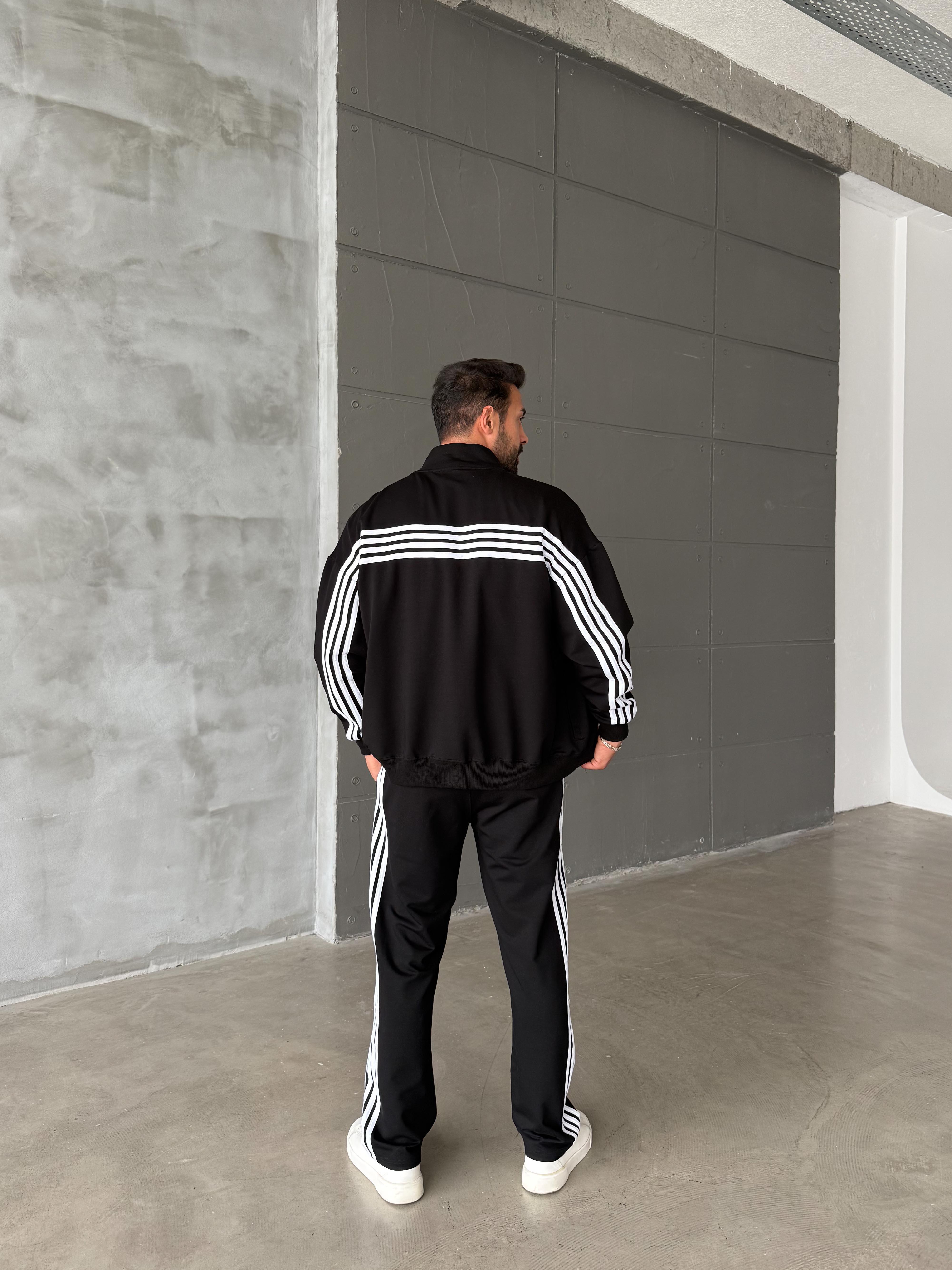Siyah Şeritli Oversize 2 İplik Takım