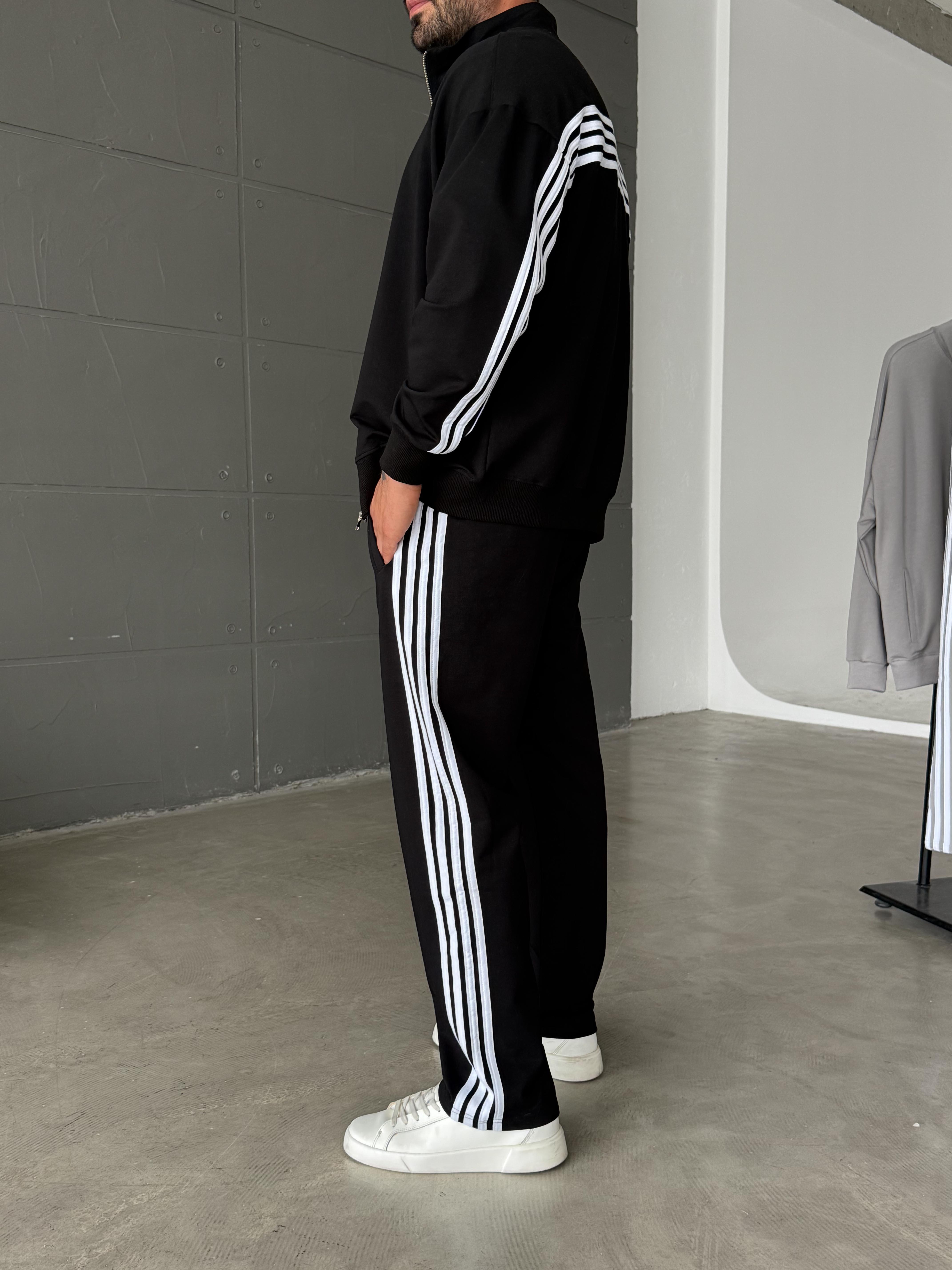 Siyah Şeritli Oversize 2 İplik Takım