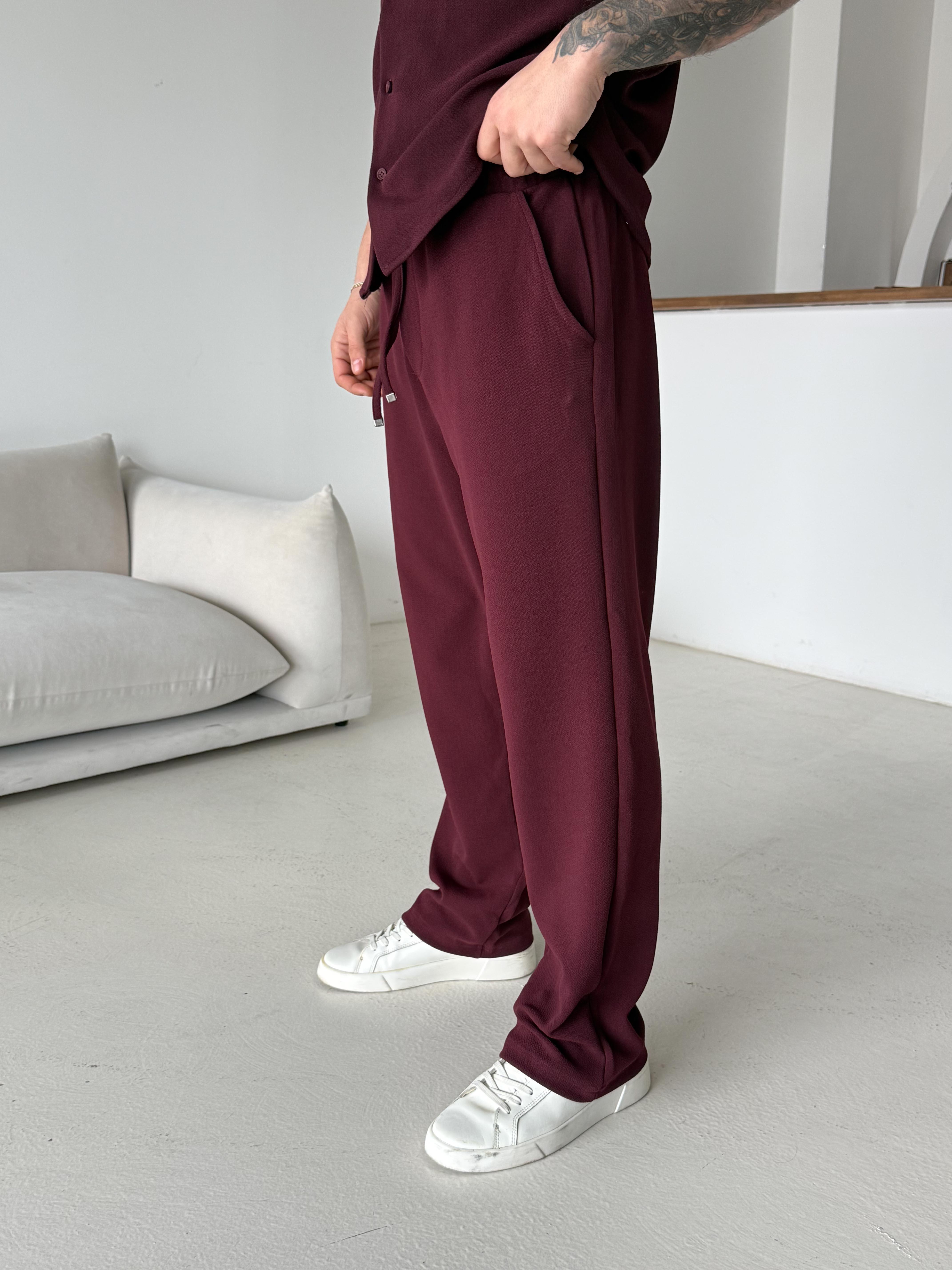 Bordo Gramajlı Crep Bol Eşofman 22065 LNS