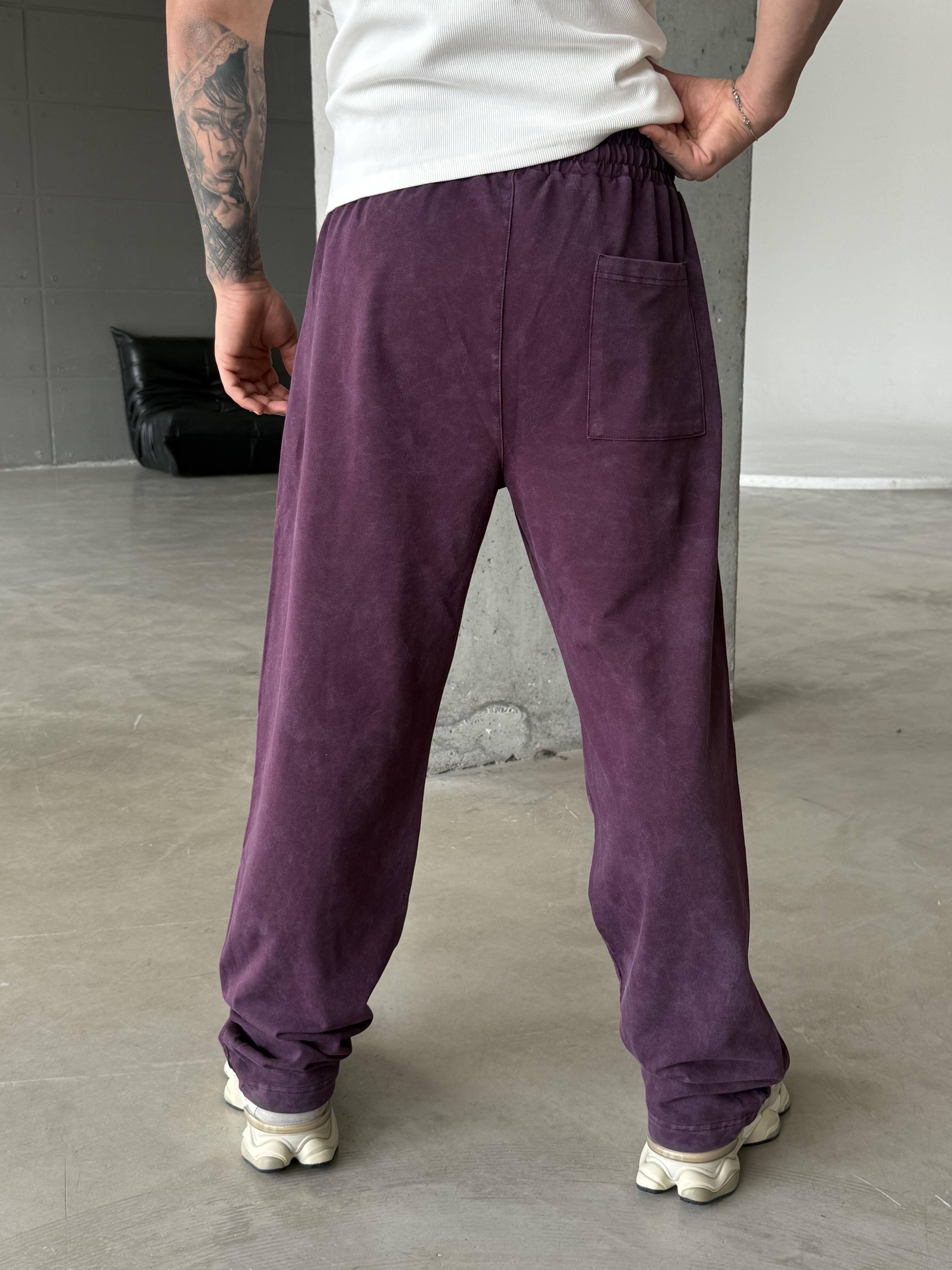 Bordo İki İplik Yıkamalı Ön Tek Çimalı Eşofman PLZ 26168