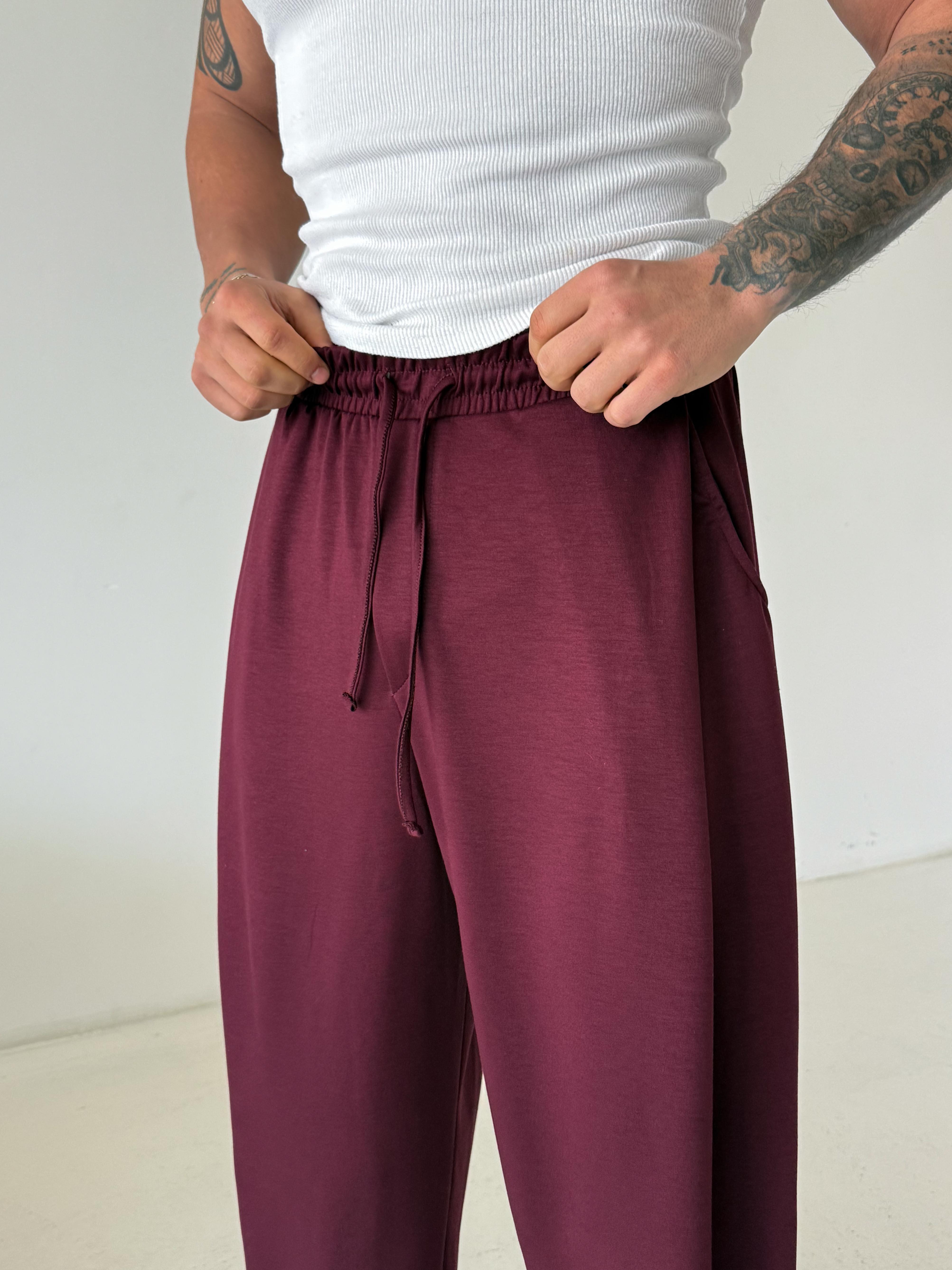 Bordo Viskon Balon Pantolon PNC 4063
