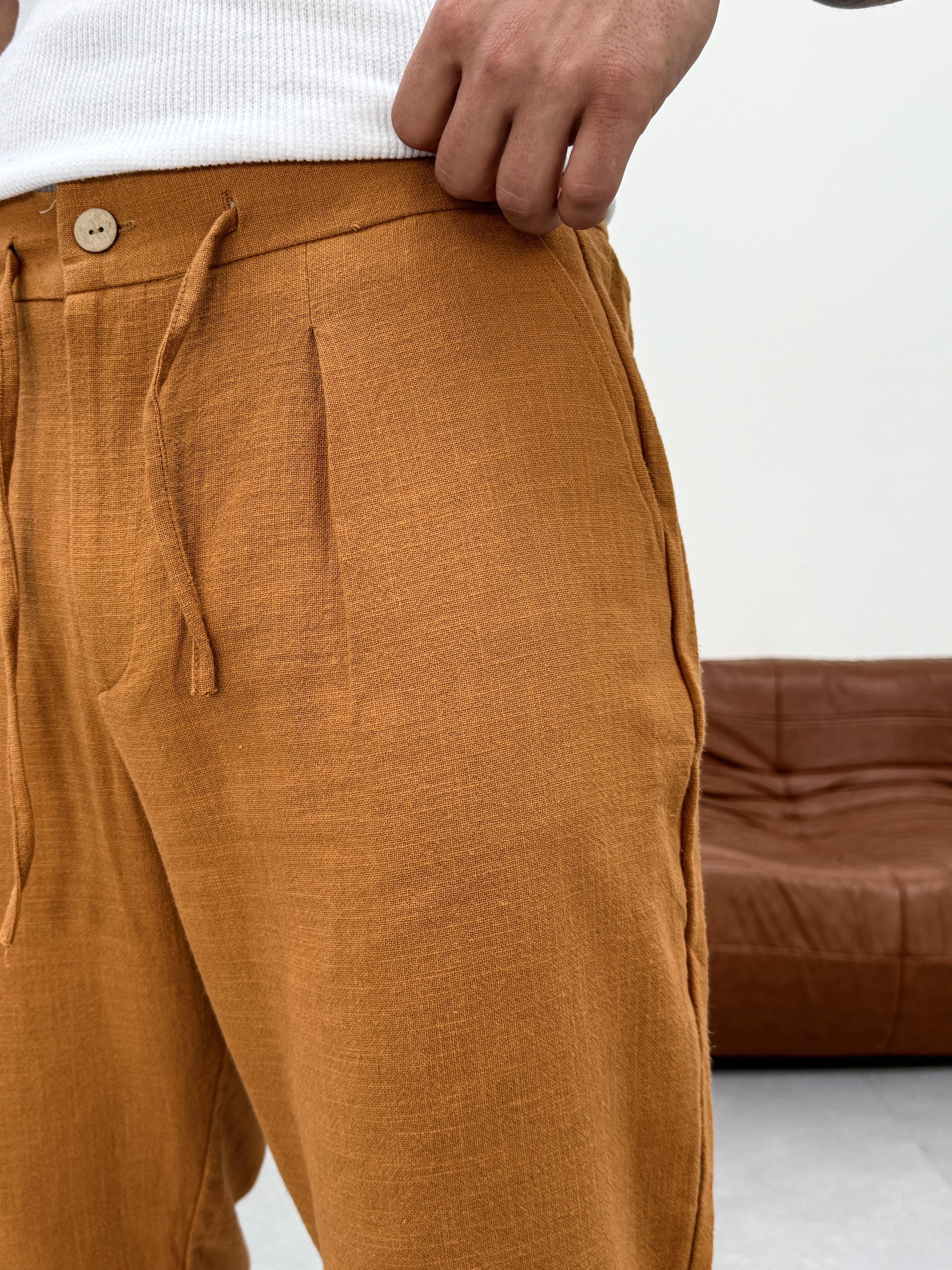 Taba Bel İpli Keten Pantolon PNC 4021