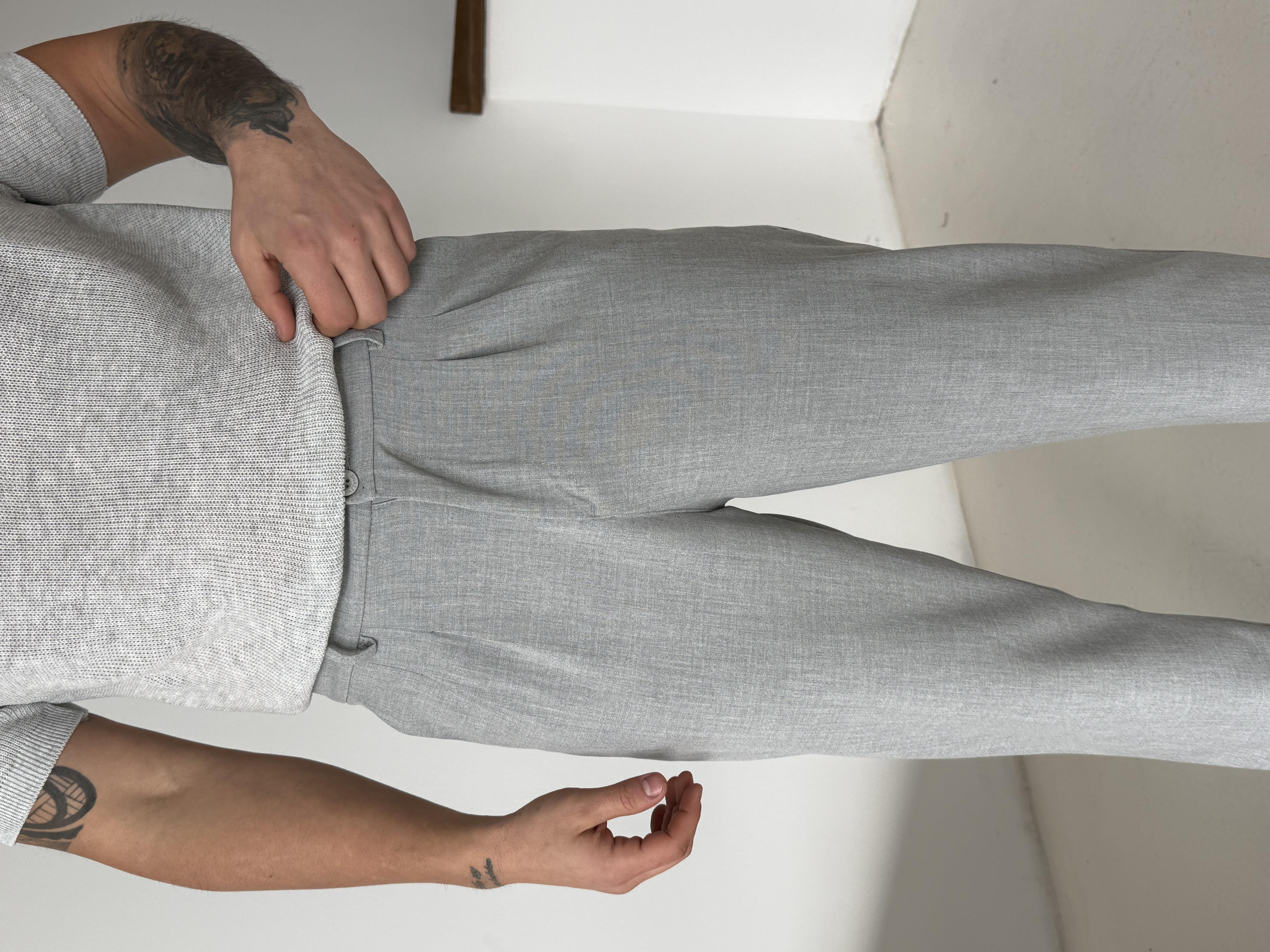 Açıkgri Bezayağı Boyfriend Pamuk Kumaş Pantolon SNZ N1045