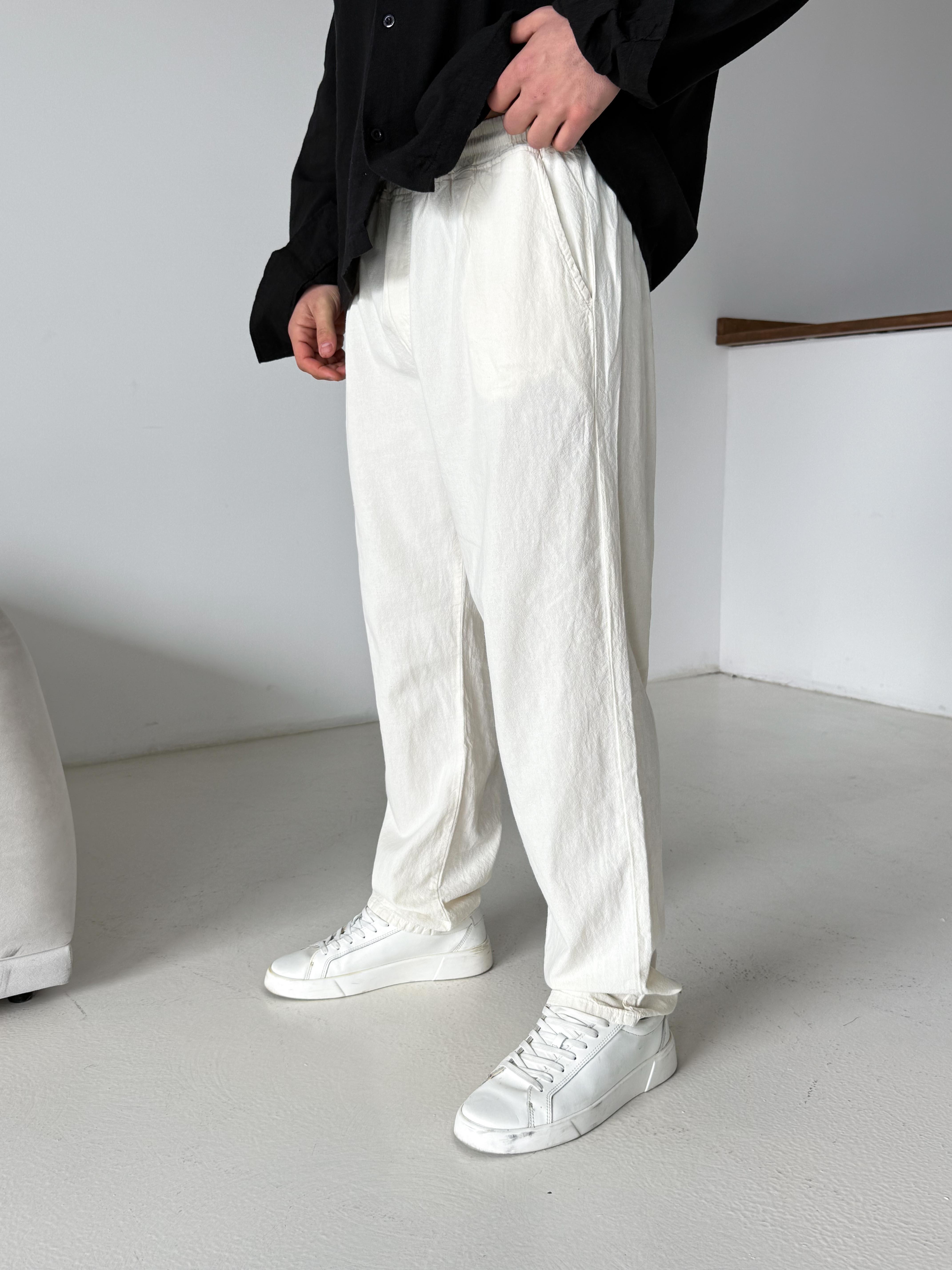 Bej Bel Lastikli Keten Pantalon TK