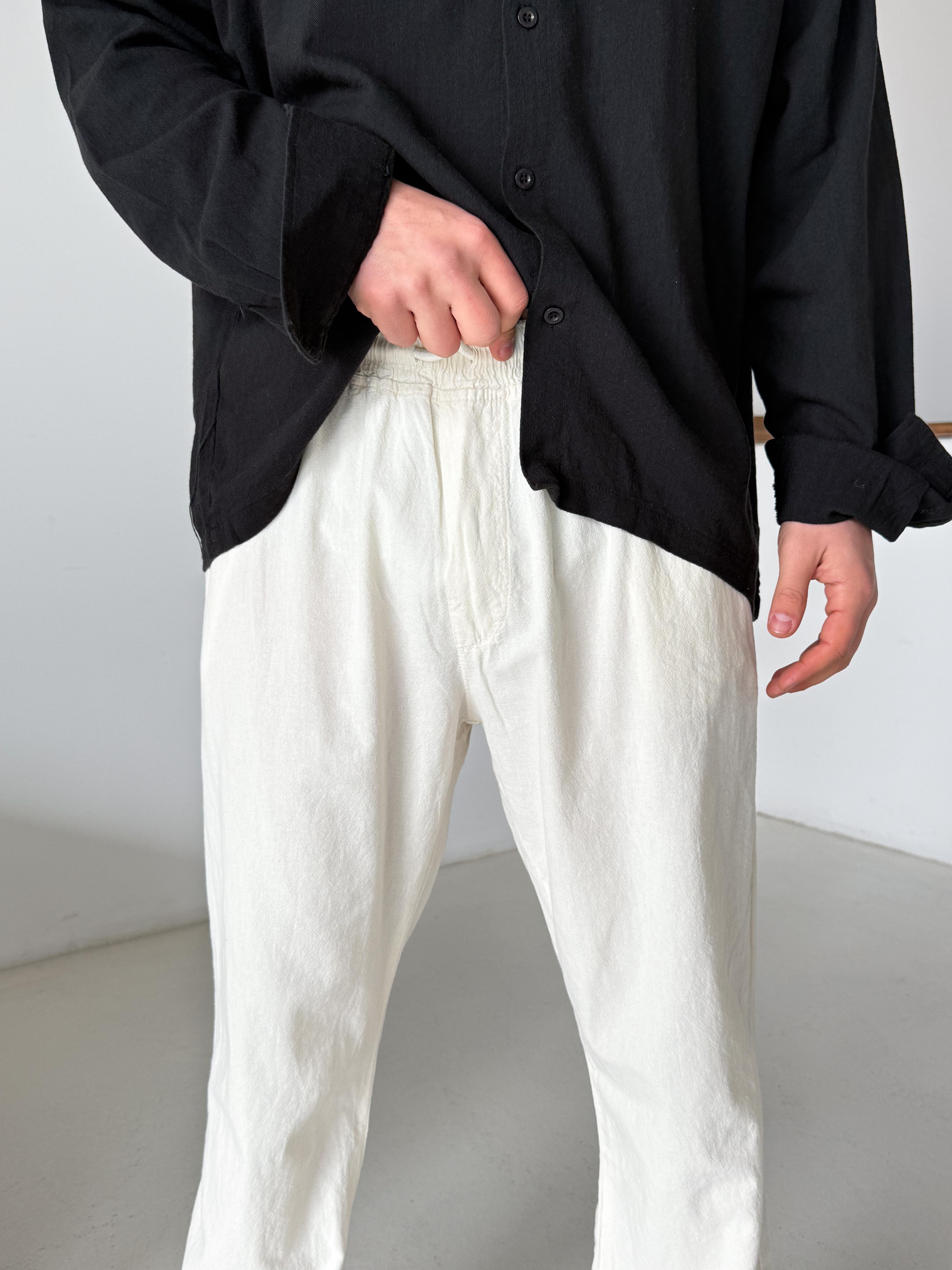 Bej Bel Lastikli Keten Pantalon TK