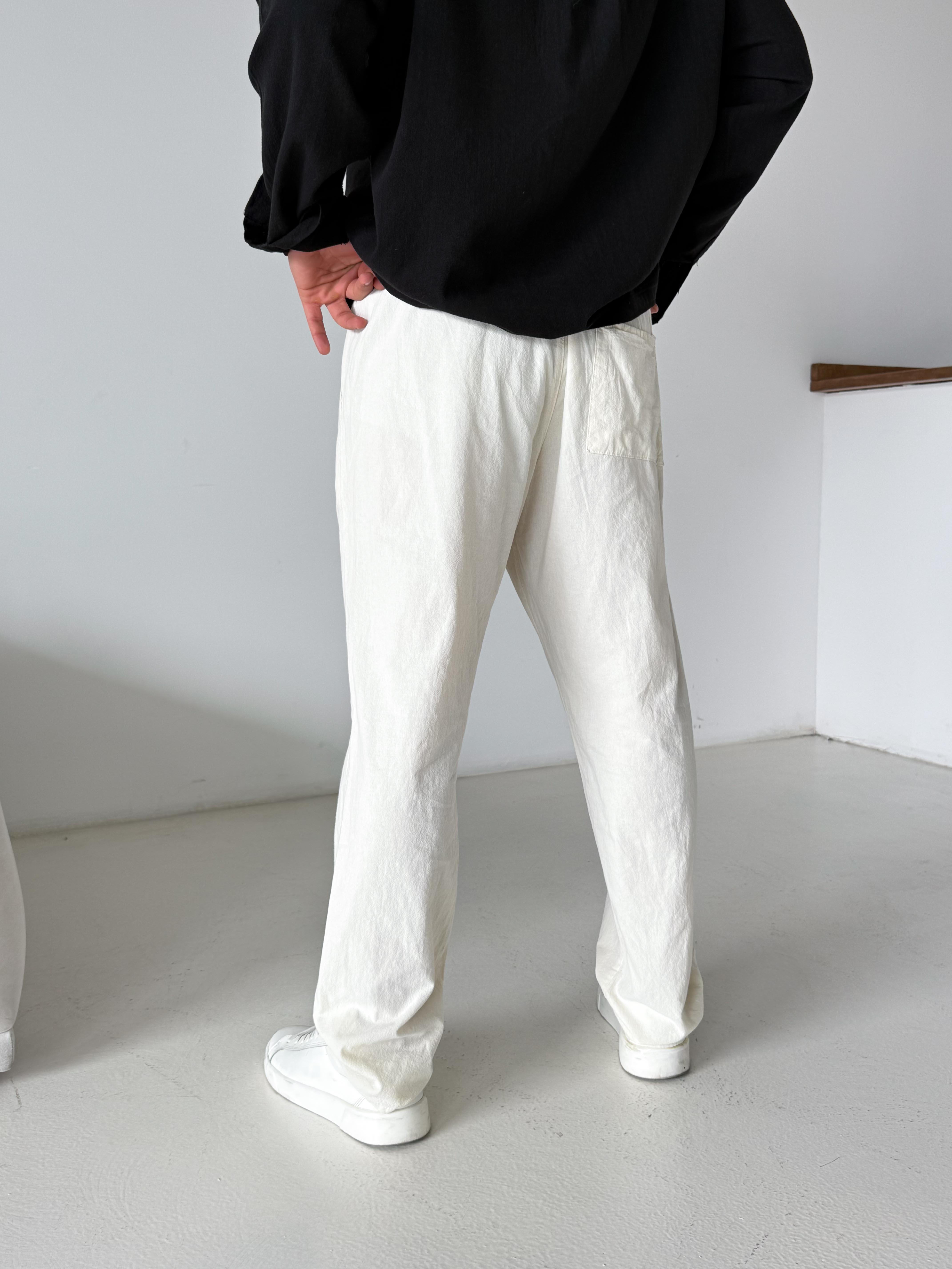 Bej Bel Lastikli Keten Pantalon TK