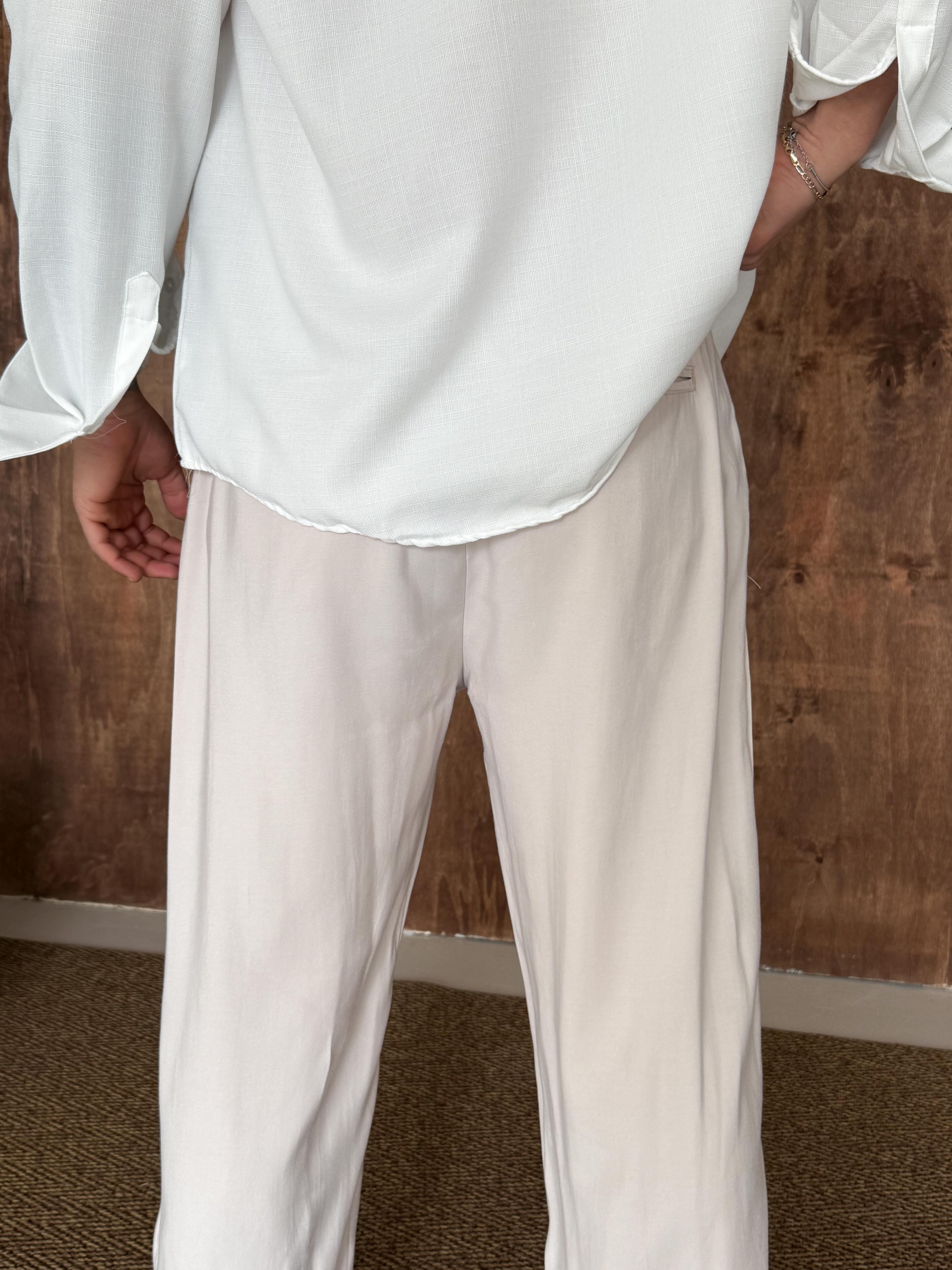 Bej Modal Bel Lastikli Pantalon PLZ